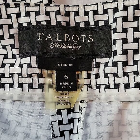 Talbots Black and White Stretch Crop Pants Size 6 Mint Condition - Picture 4 of 11